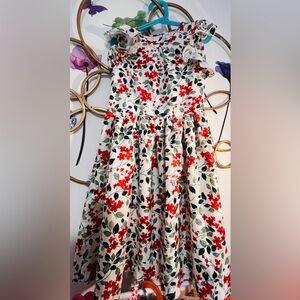 Floral Little girl  Dress - Red and Green